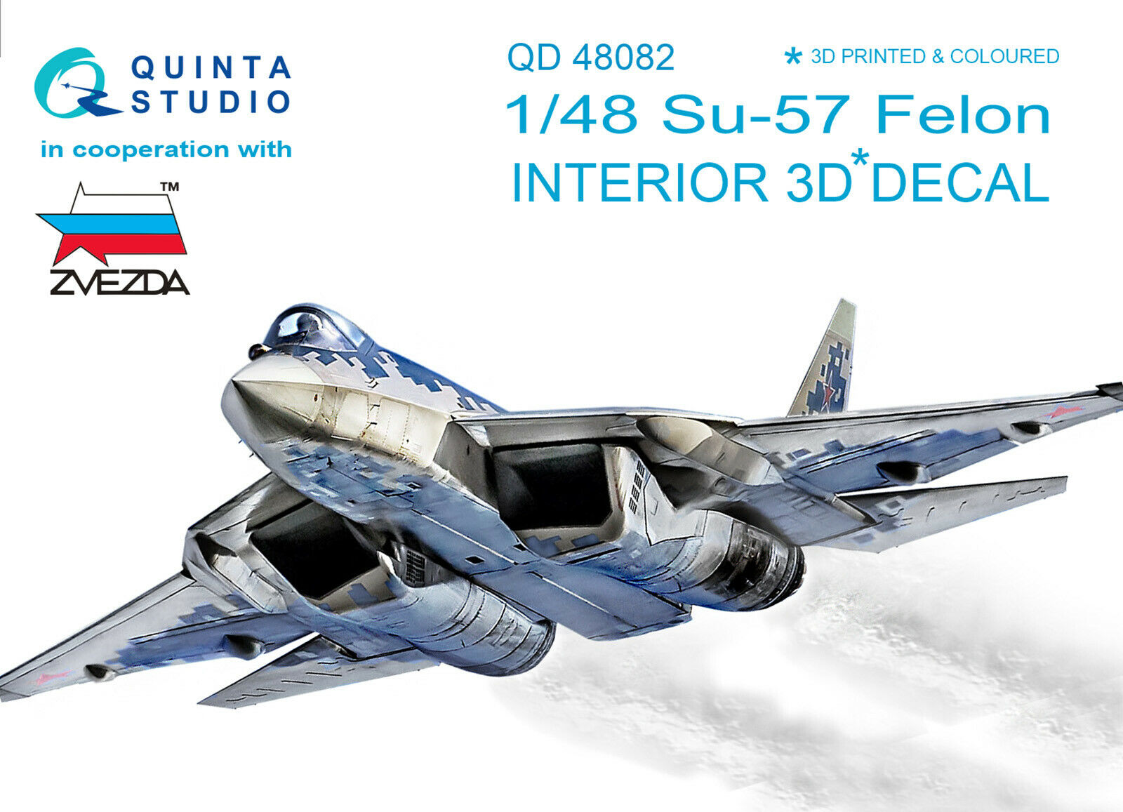 Quinta Qd48082 1/48 Su-57 3d-printed & Coloured Interior (for Zvezda Kit)