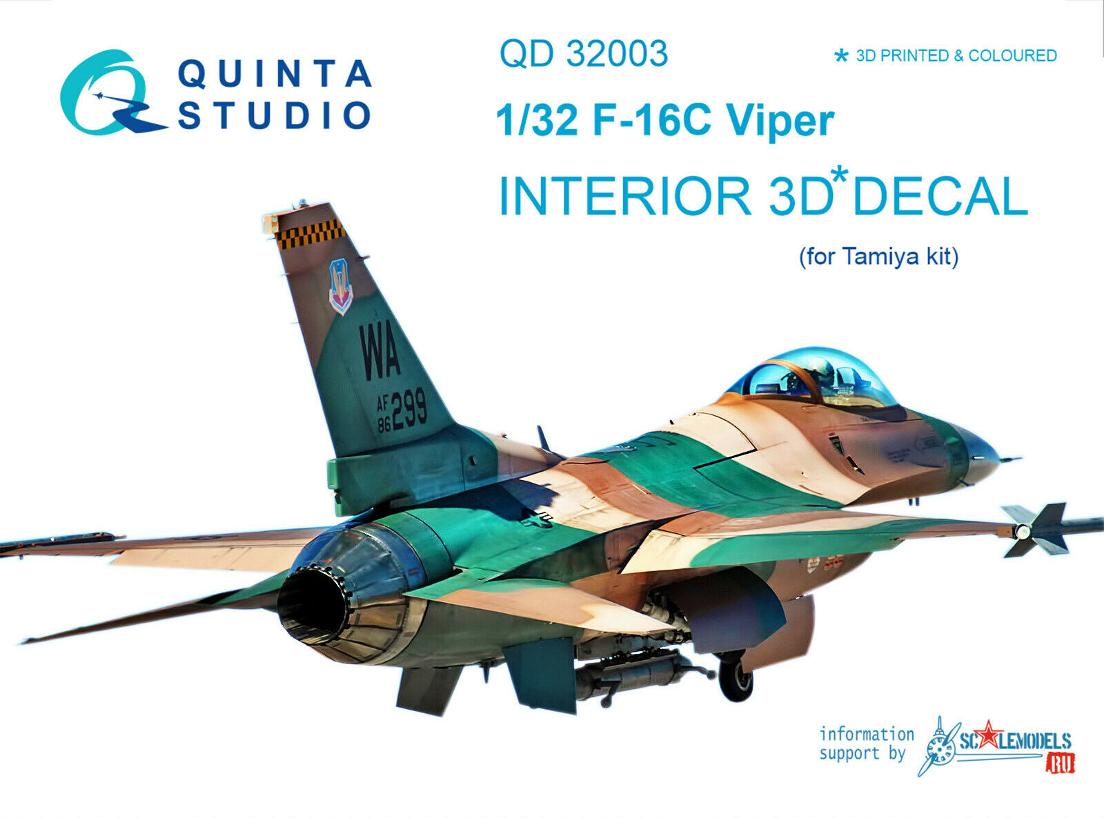 Quinta Qd32003 1/32 F-16c 3d-printed & Coloured Interior (for Tamiya Kit)