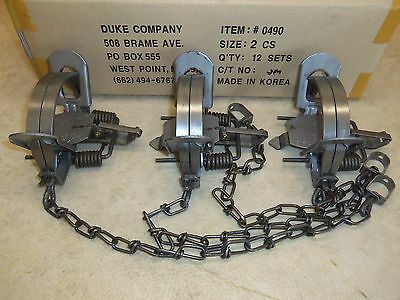 3  Duke # 2 Coil Spring Traps 0490 Coyote Bobcat Fox Lynx Otter Trapping