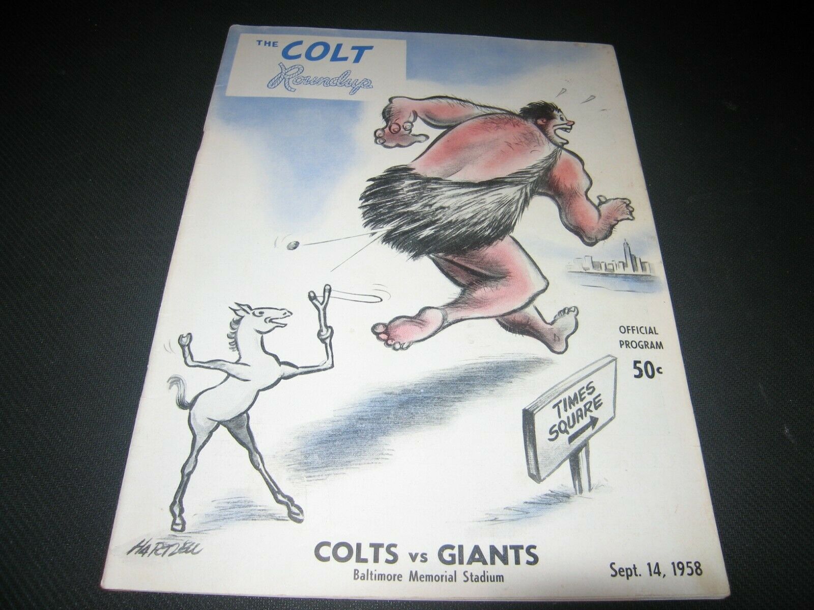 Baltimore Colts Vs New York Giants Program September 14, 1958  Memorial Stadium
