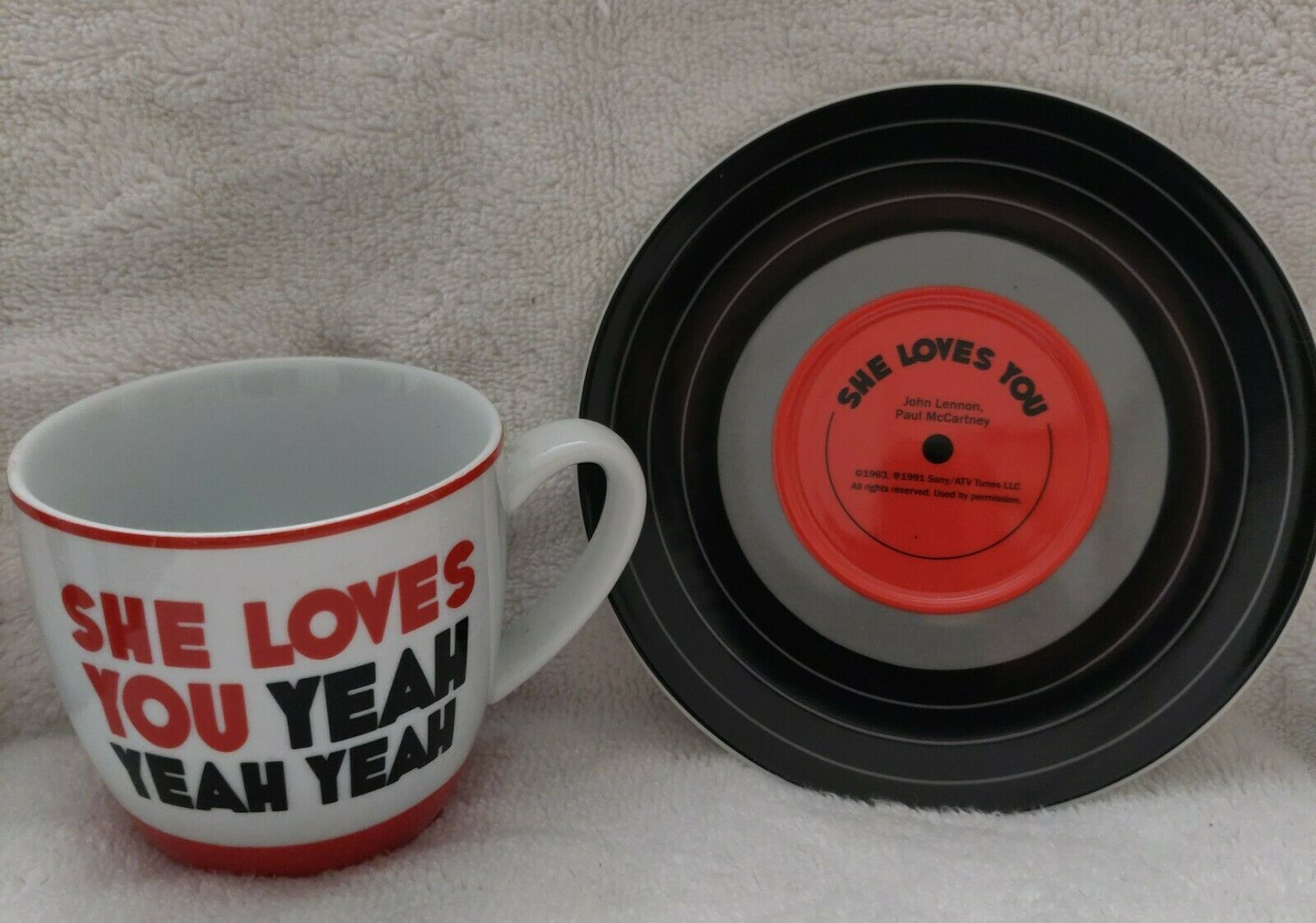 The Beatles She Loves You Coffee Or Tea Cup And Record Saucer Set Red