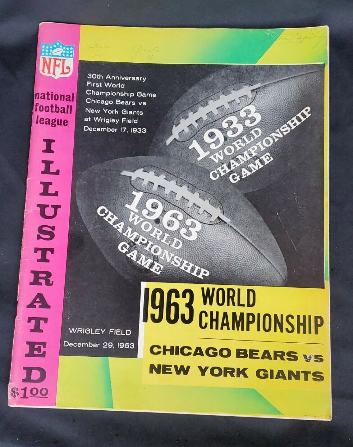 Vtg1963 Nfl World Championship Program Chicago Bears Vs New York Giants Wrigley